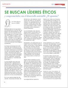 Artículo de Fátima Ribeiro: se buscan líderes éticos y comprometidos con el desarrollo sostenible